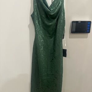 Lulus Sage Green satin midi slip Dress